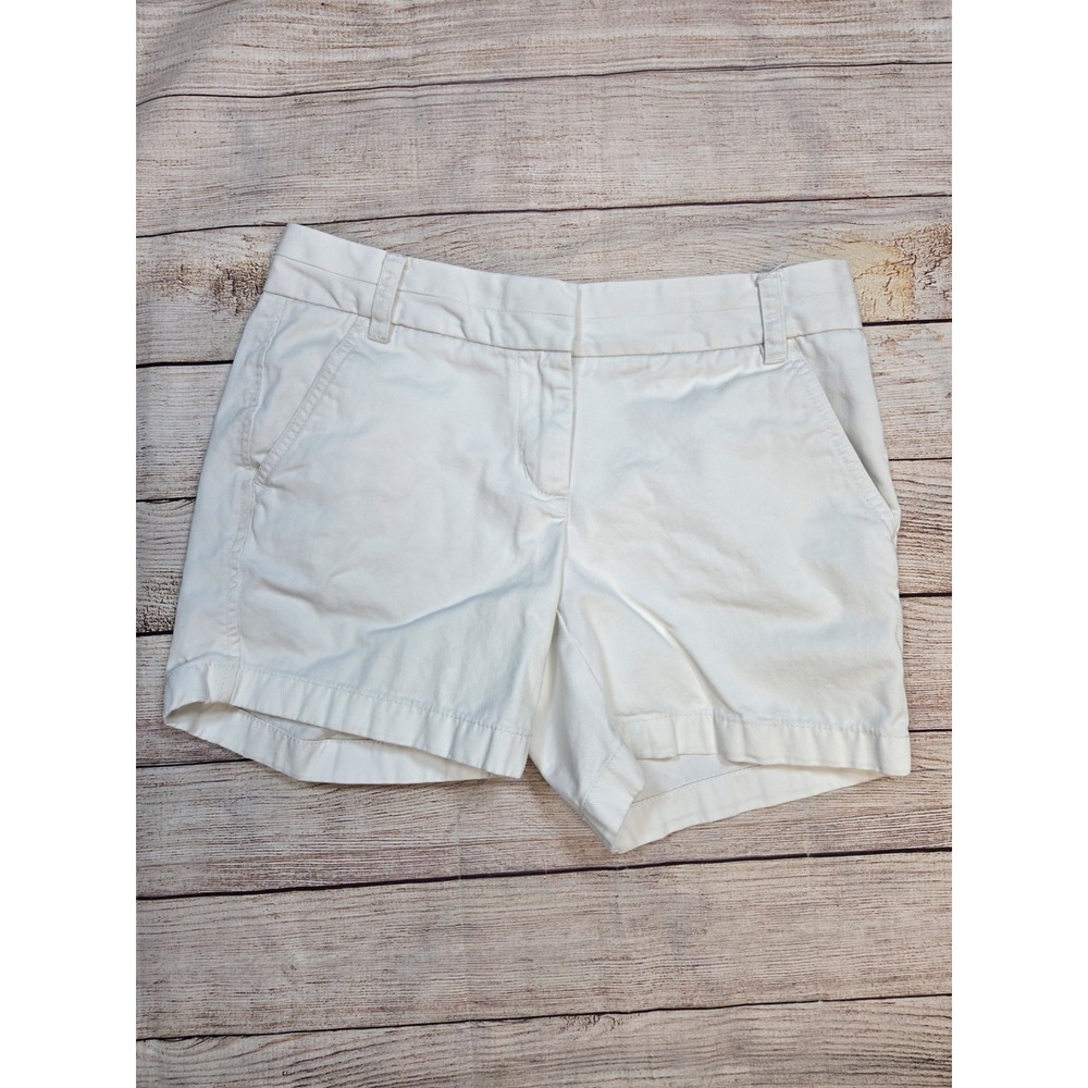 J Crew Shorts Women's sz2 White Cotton Chino Broken-In French Fly Closure